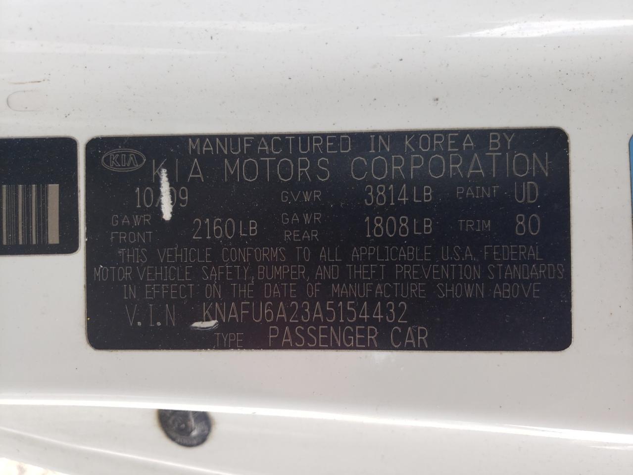 2010 Kia Forte Ex VIN: KNAFU6A23A5154432 Lot: 64217755
