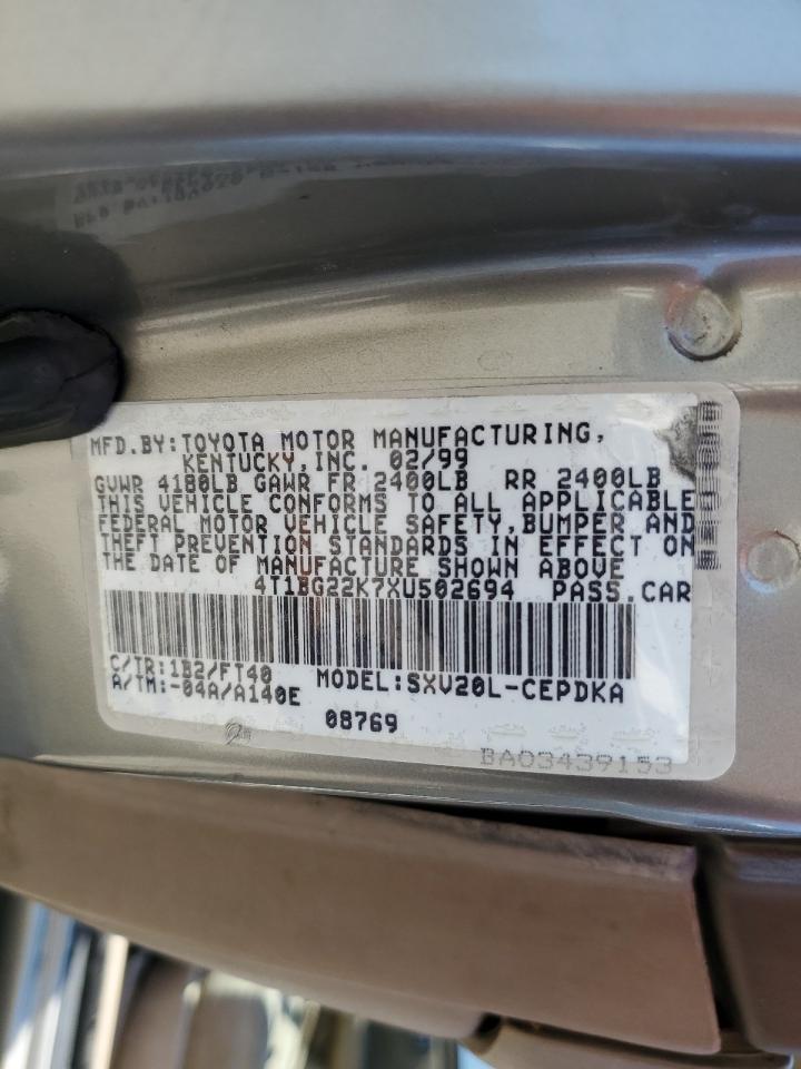 1999 Toyota Camry Ce VIN: 4T1BG22K7XU502694 Lot: 65181115