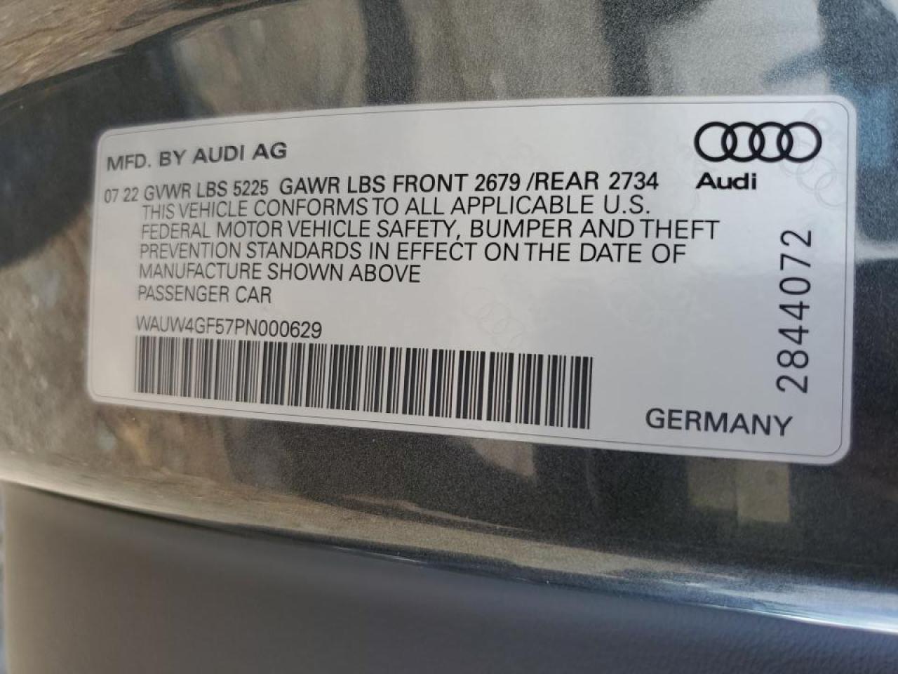 2023 Audi S5 Premium Plus VIN: WAUW4GF57PN000629 Lot: 63981475