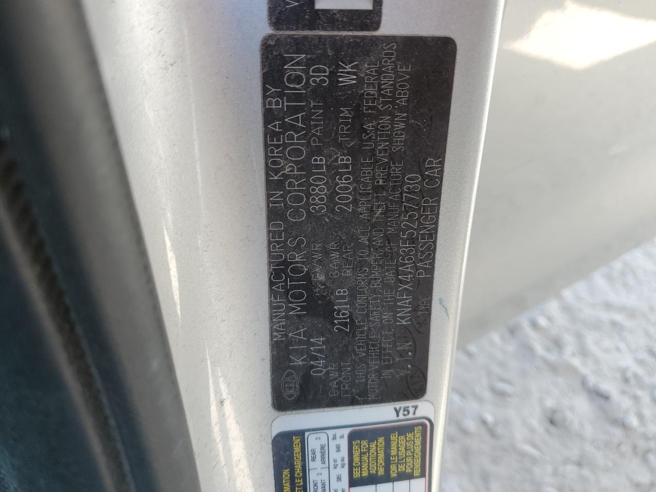 2015 Kia Forte Lx VIN: KNAFX4A63F5257730 Lot: 64938885