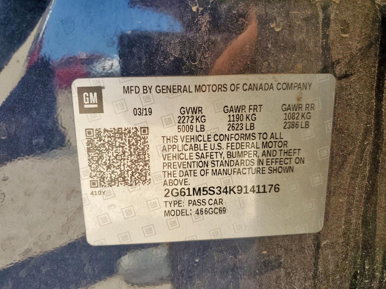 2019 Cadillac Xts Luxury VIN: 2G61M5S34K9141176 Lot: 66849105