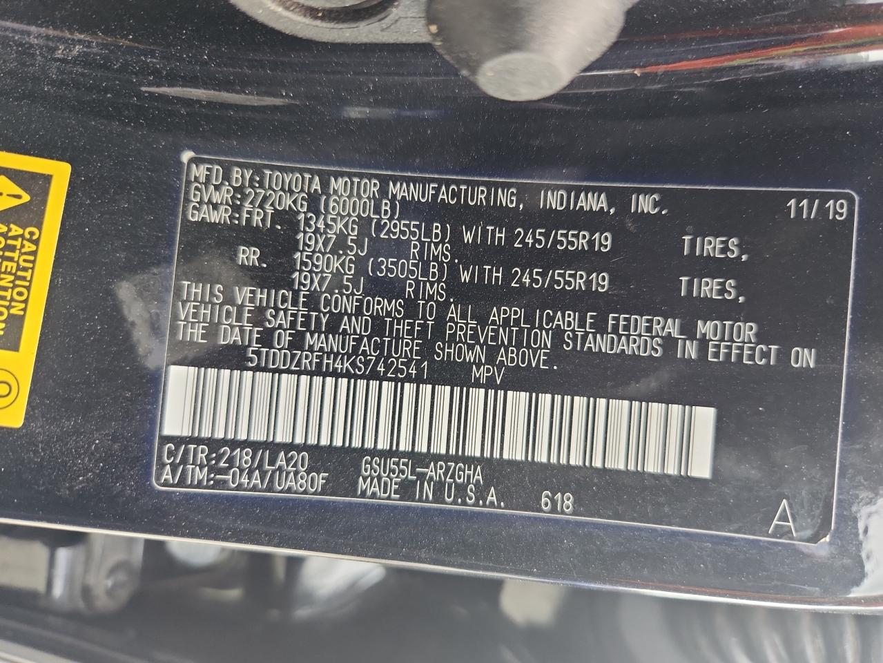 2019 Toyota Highlander Limited VIN: 5TDDZRFH4KS742541 Lot: 66746395