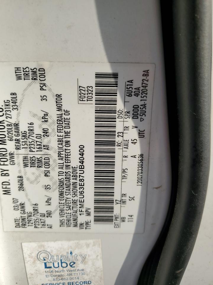 1fmeu63e87ub40400 1FMEU63E87UB40400 2007 Ford Explorer Xlt