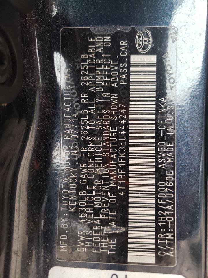 2014 Toyota Camry L VIN: 4T1BF1FK3EU444247 Lot: 64408995