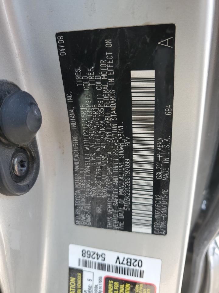 2008 Toyota Sienna Ce VIN: 5TDZK23C28S197099 Lot: 65153135