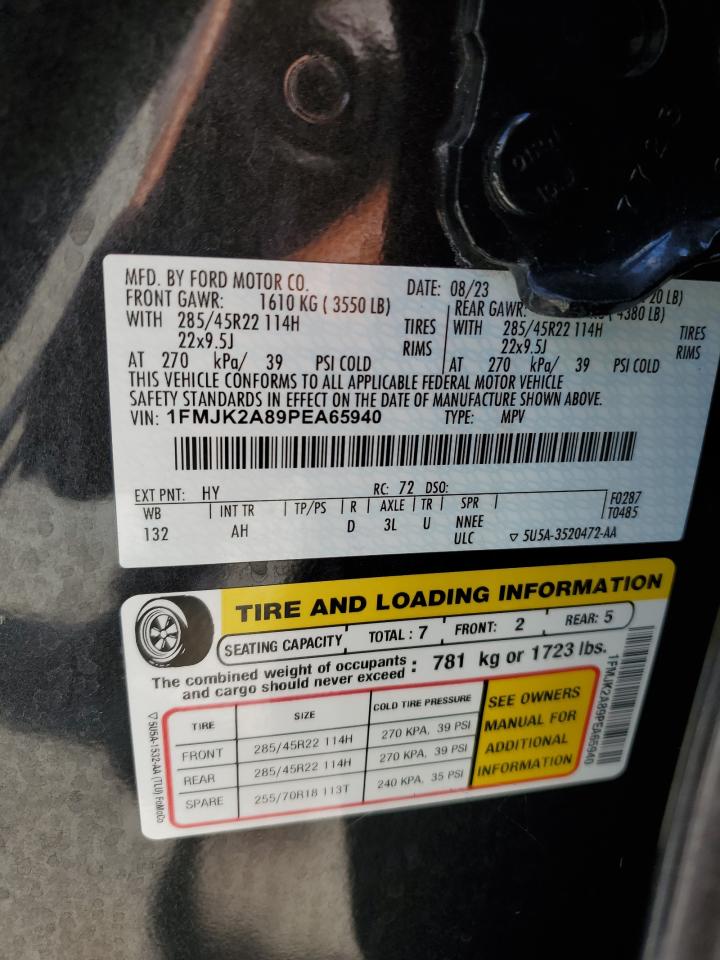 2023 Ford Expedition Max Limited VIN: 1FMJK2A89PEA65940 Lot: 64965825