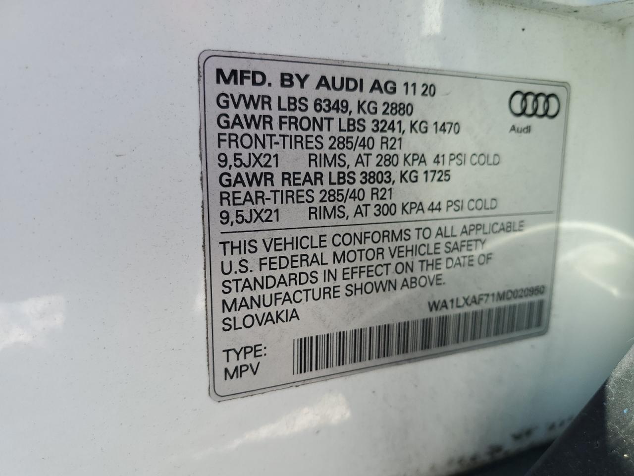 2021 Audi Q7 Premium Plus VIN: WA1LXAF71MD020950 Lot: 63566655