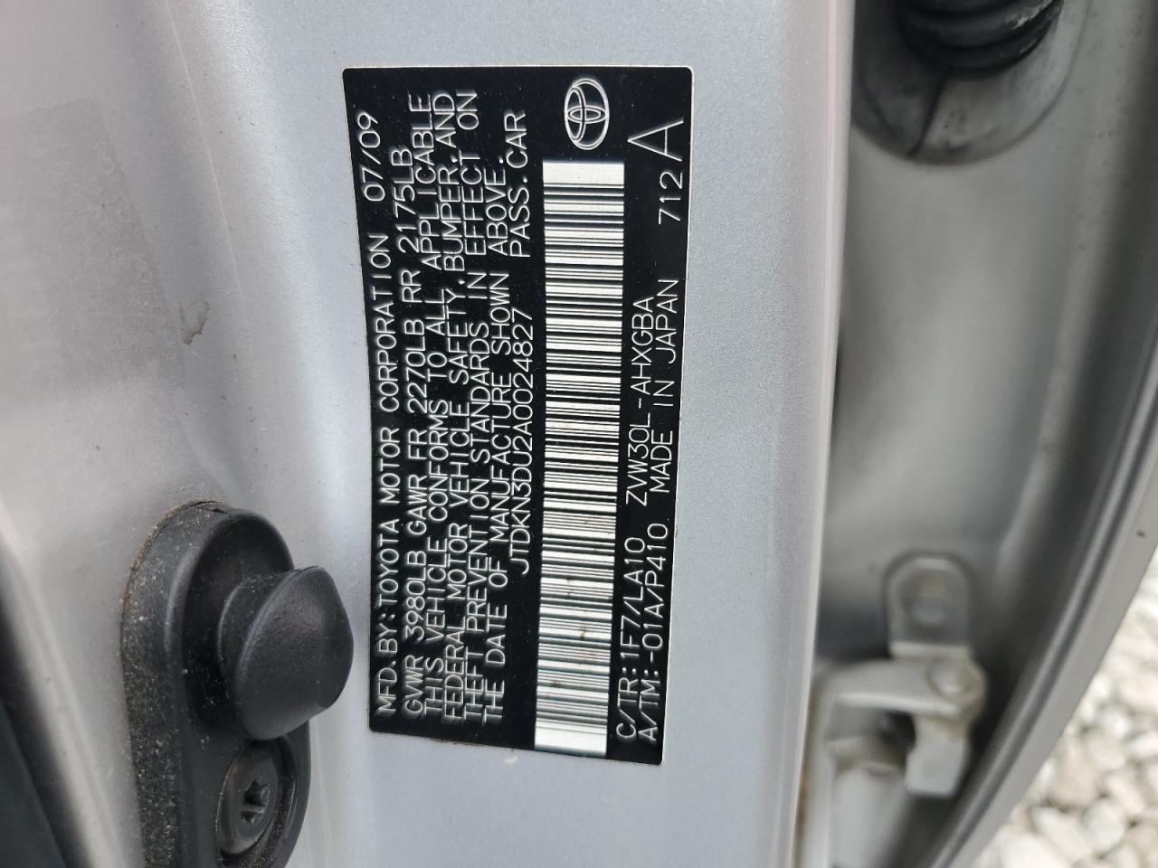 2010 Toyota Prius VIN: JTDKN3DU2A0024827 Lot: 65195935