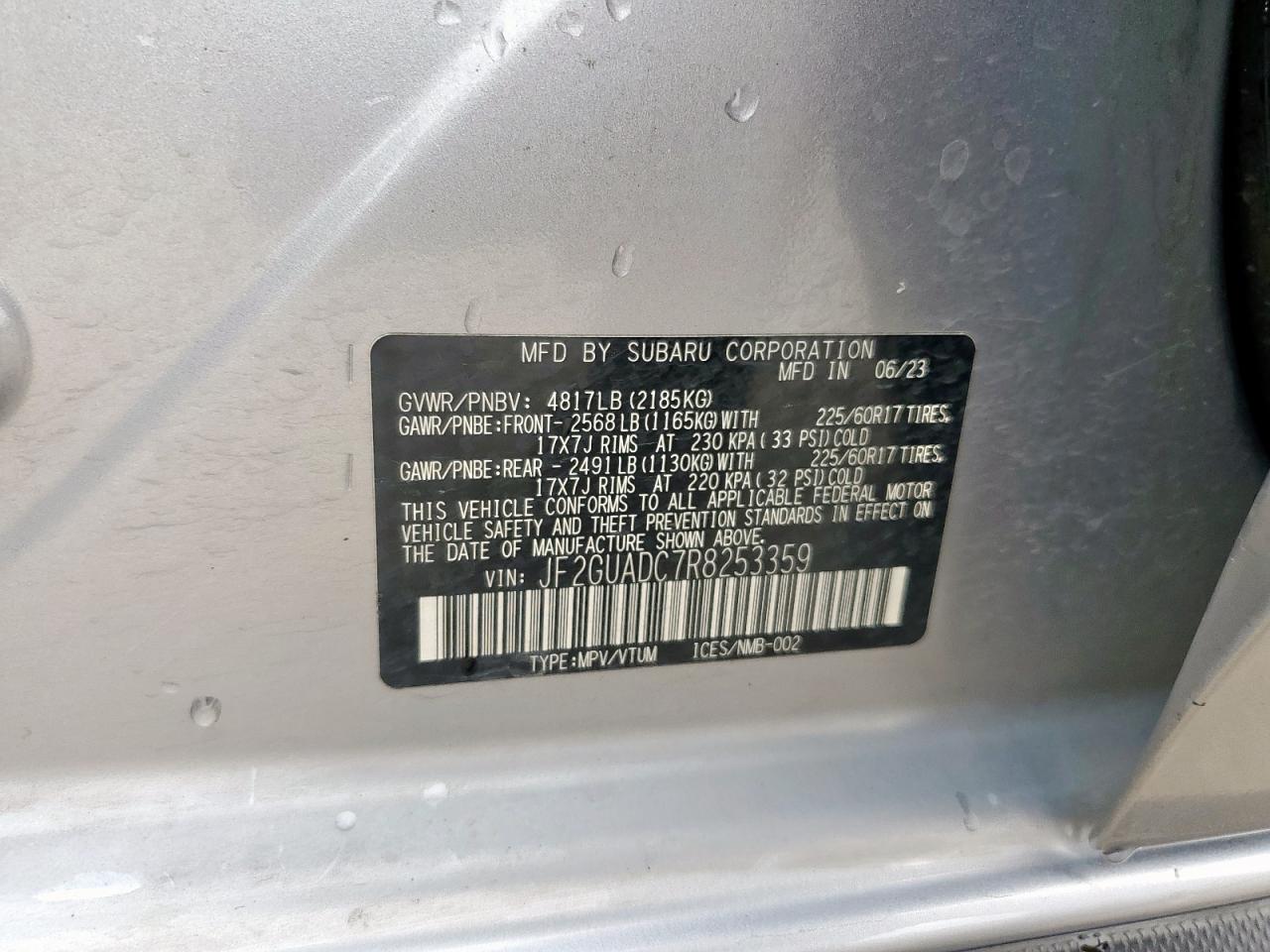 2024 Subaru Crosstrek Premium VIN: JF2GUADC7R8253359 Lot: 63857455
