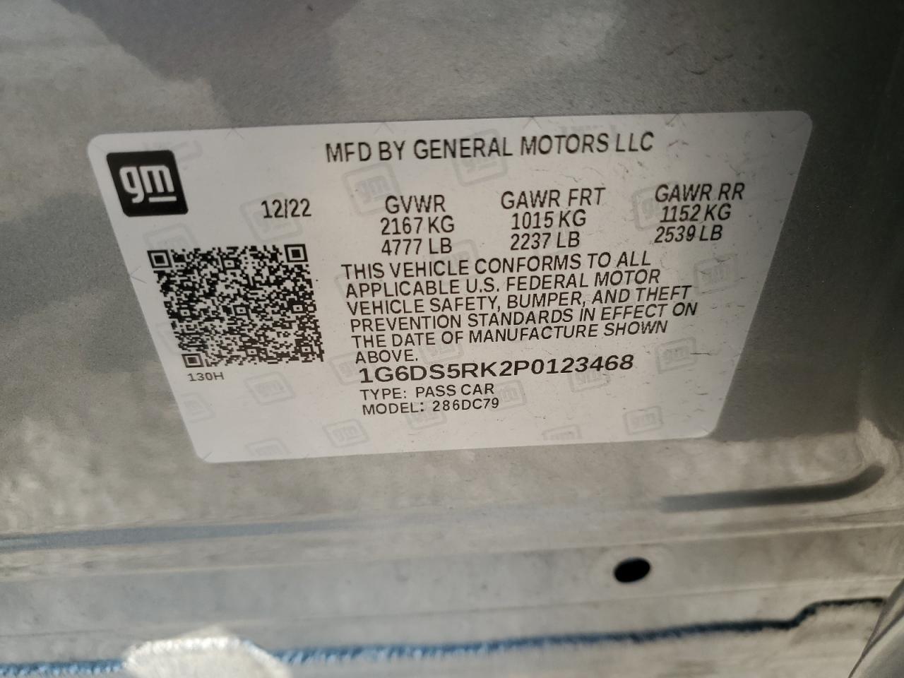 2023 Cadillac Ct5 Luxury VIN: 1G6DS5RK2P0123468 Lot: 65531275