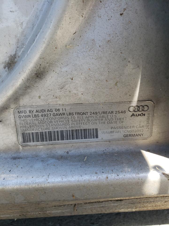 2012 Audi A4 Premium VIN: WAUBFAFL1CN002052 Lot: 64073545