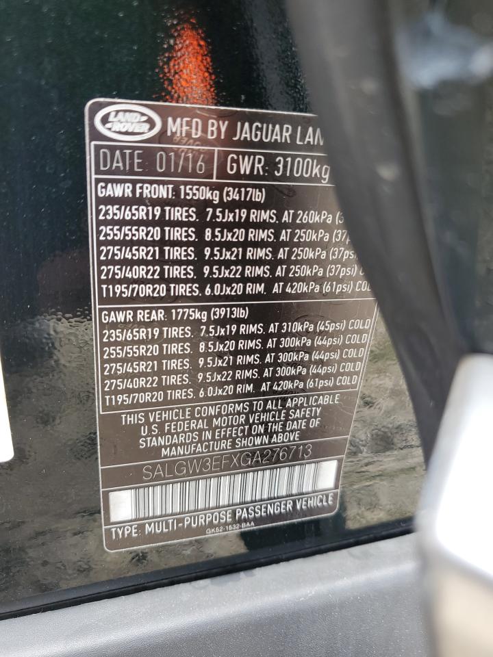 SALGW3EFXGA276713 2016 Land Rover Range Rover Sv Autobiography