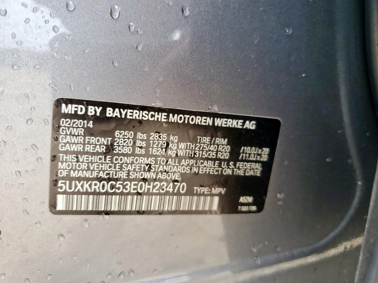 2014 BMW X5 xDrive35I VIN: 5UXKR0C53E0H23470 Lot: 64301825