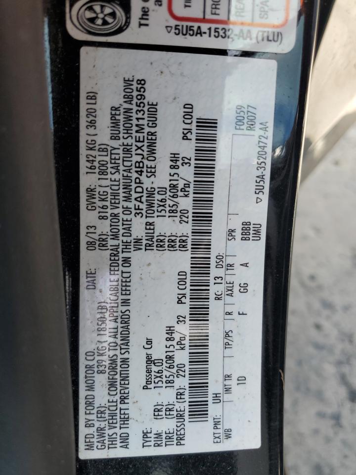 2014 Ford Fiesta Se VIN: 3FADP4BJXEM135958 Lot: 64248805