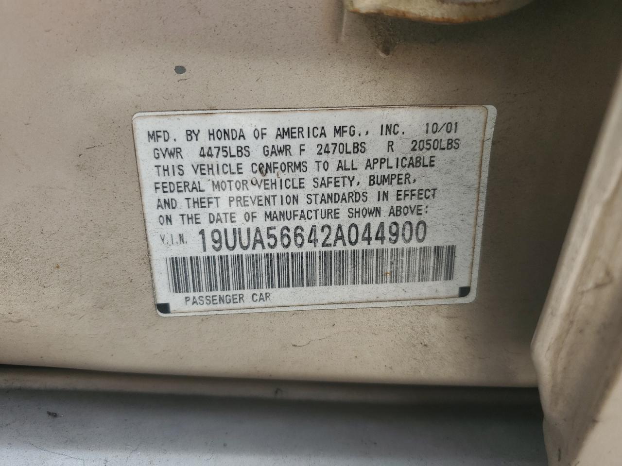 19uua56642a044900 19UUA56642A044900 2002 Acura 3.2Tl