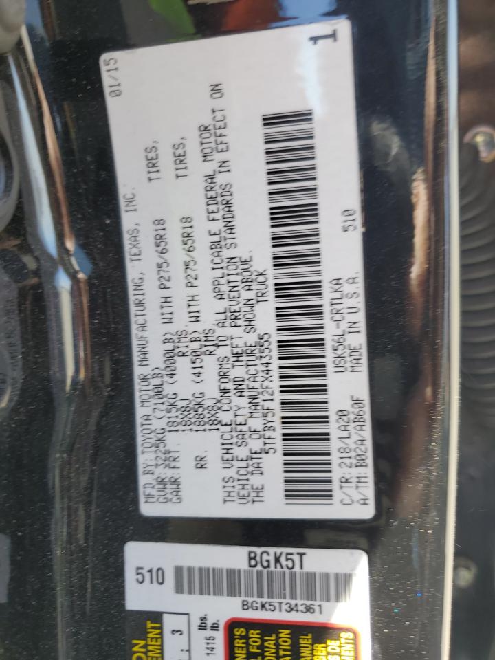 2015 Toyota Tundra Double Cab Limited VIN: 5TFBY5F12FX443555 Lot: 63525305