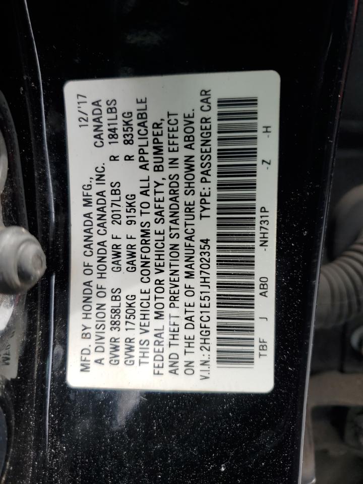 2018 Honda Civic Si VIN: 2HGFC1E51JH702354 Lot: 64565725