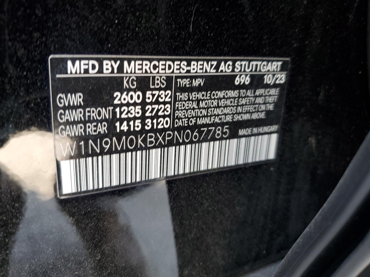 2023 Mercedes-Benz Eqb 300 4Matic VIN: W1N9M0KBXPN067785 Lot: 65478115