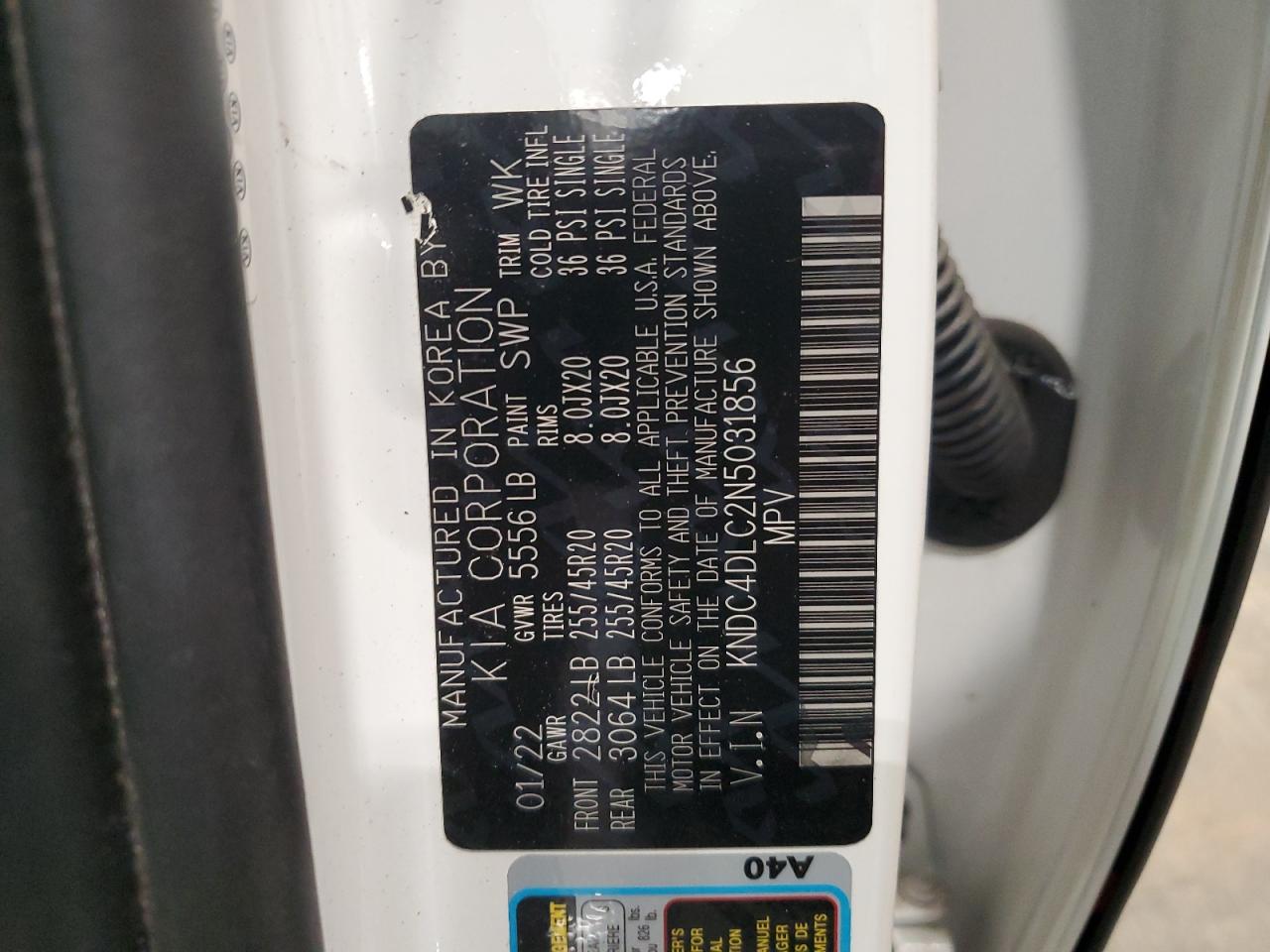2022 Kia Ev6 Gt Line VIN: KNDC4DLC2N5031856 Lot: 64925615