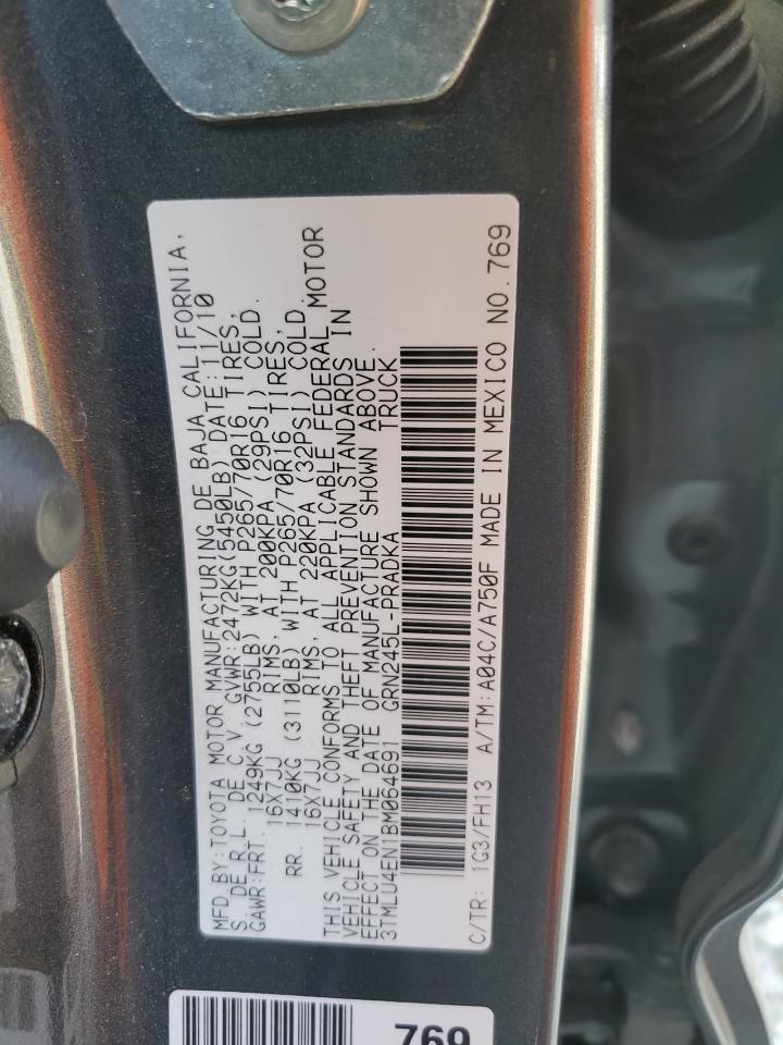 2011 Toyota Tacoma Double Cab VIN: 3TMLU4EN1BM064691 Lot: 63829135