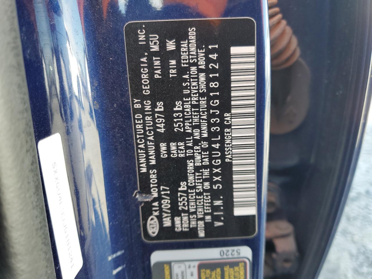 5xxgu4l33jg181241 5XXGU4L33JG181241 2018 Kia Optima Ex