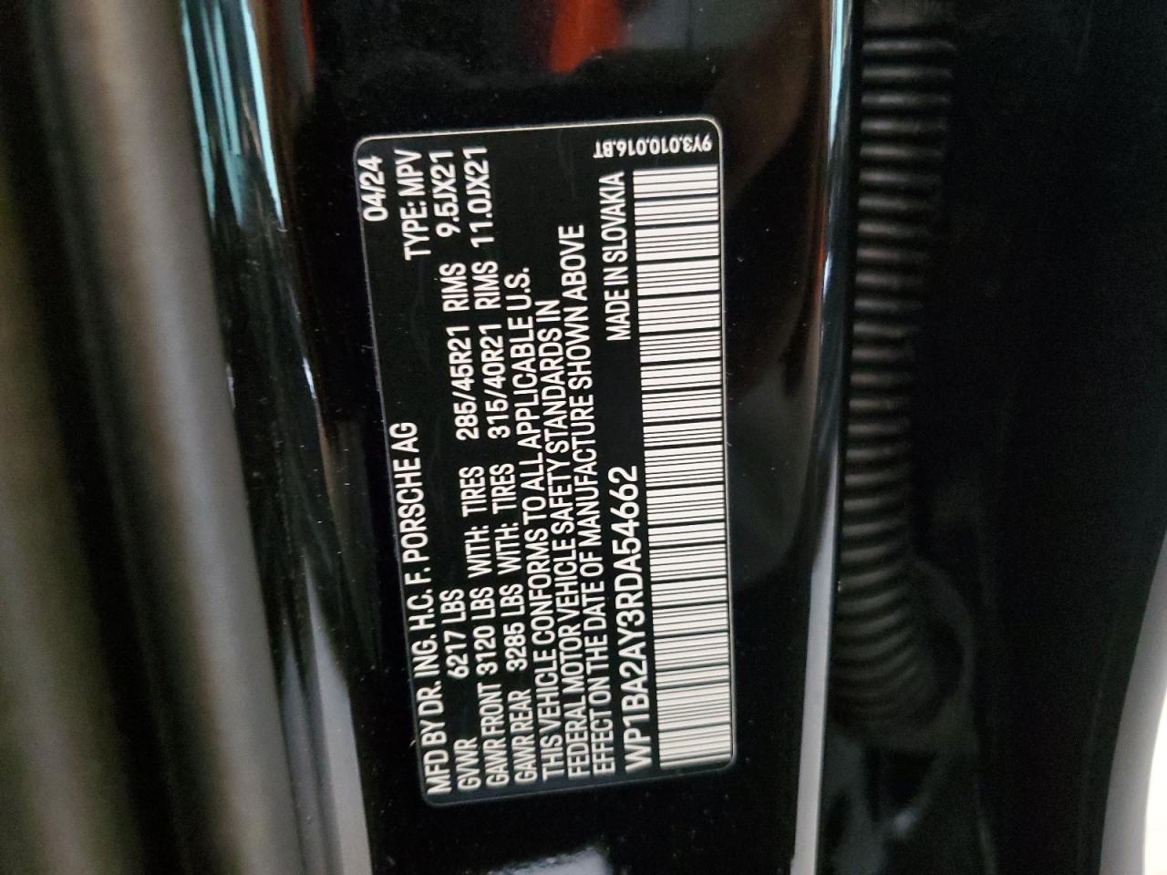 2024 Porsche Cayenne Coupe VIN: WP1BA2AY3RDA54662 Lot: 64968845