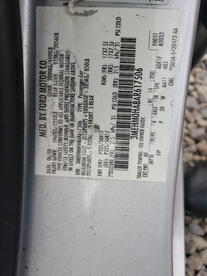 2010 Mercury Milan VIN: 3MEHM0HA8AR617506 Lot: 63052565