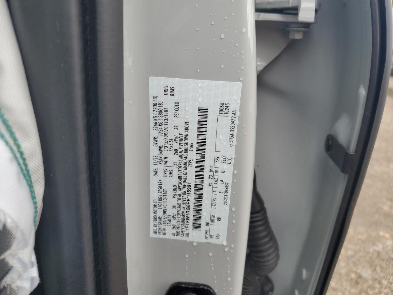 2023 Ford F150 Raptor VIN: 1FTFW1RG8PFD15991 Lot: 65311225