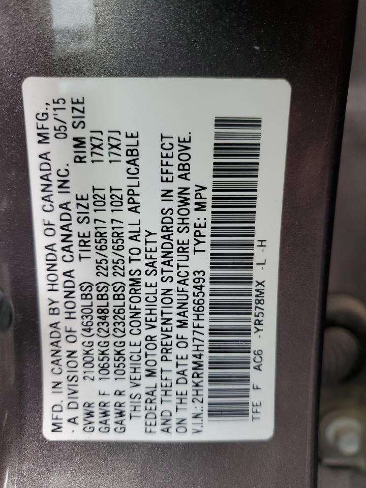 2015 Honda Cr-V Exl VIN: 2HKRM4H77FH665493 Lot: 63516625
