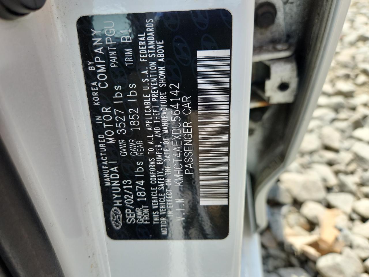 2013 Hyundai Accent Gls VIN: KMHCT4AEXDU564142 Lot: 65122985
