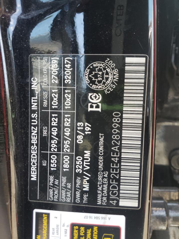 2014 Mercedes-Benz Gl 350 Bluetec VIN: 4JGDF2EE4EA289980 Lot: 64369415