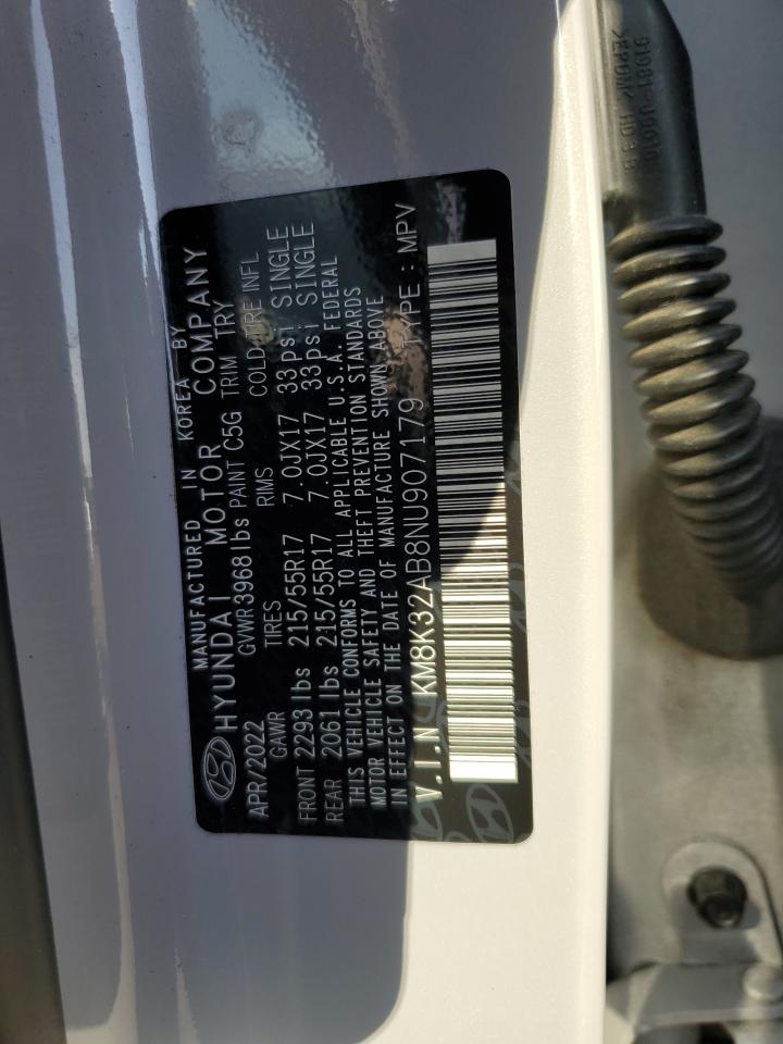 2022 Hyundai Kona Sel VIN: KM8K32AB8NU907179 Lot: 63184385