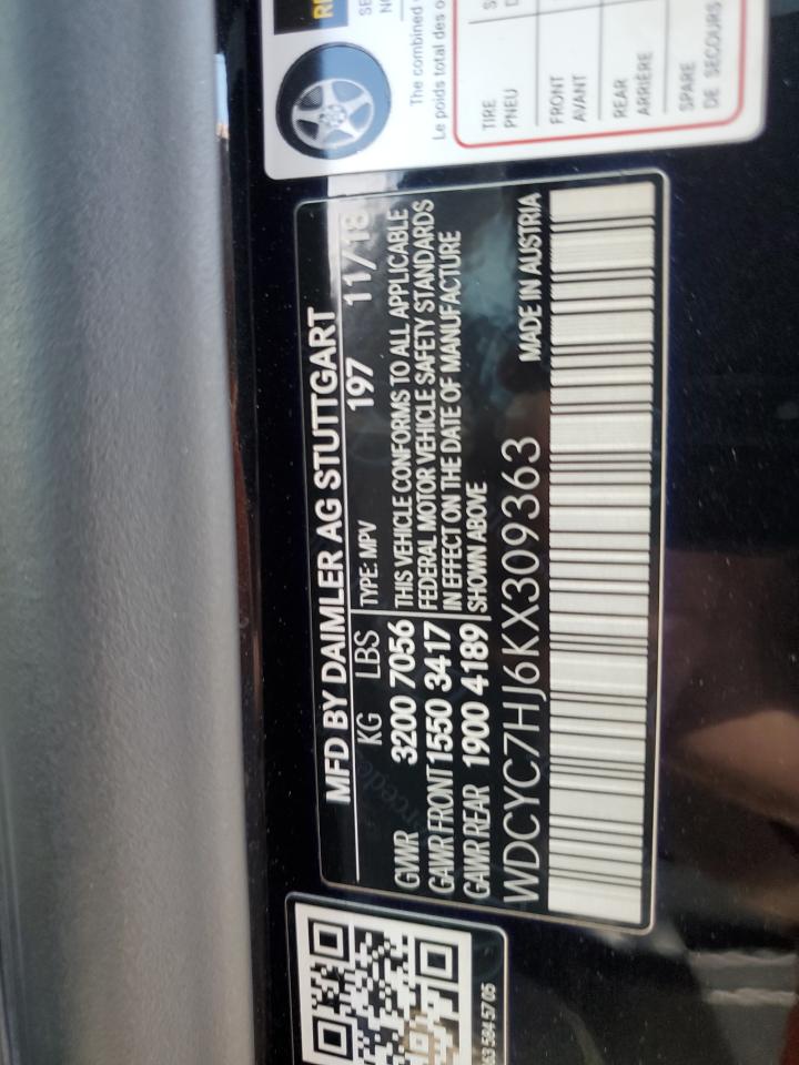 2019 Mercedes-Benz G 63 Amg VIN: WDCYC7HJ6KX309363 Lot: 64098695