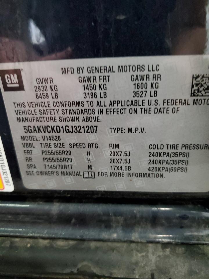 2016 Buick Enclave VIN: 5GAKVCKD1GJ321207 Lot: 63145415