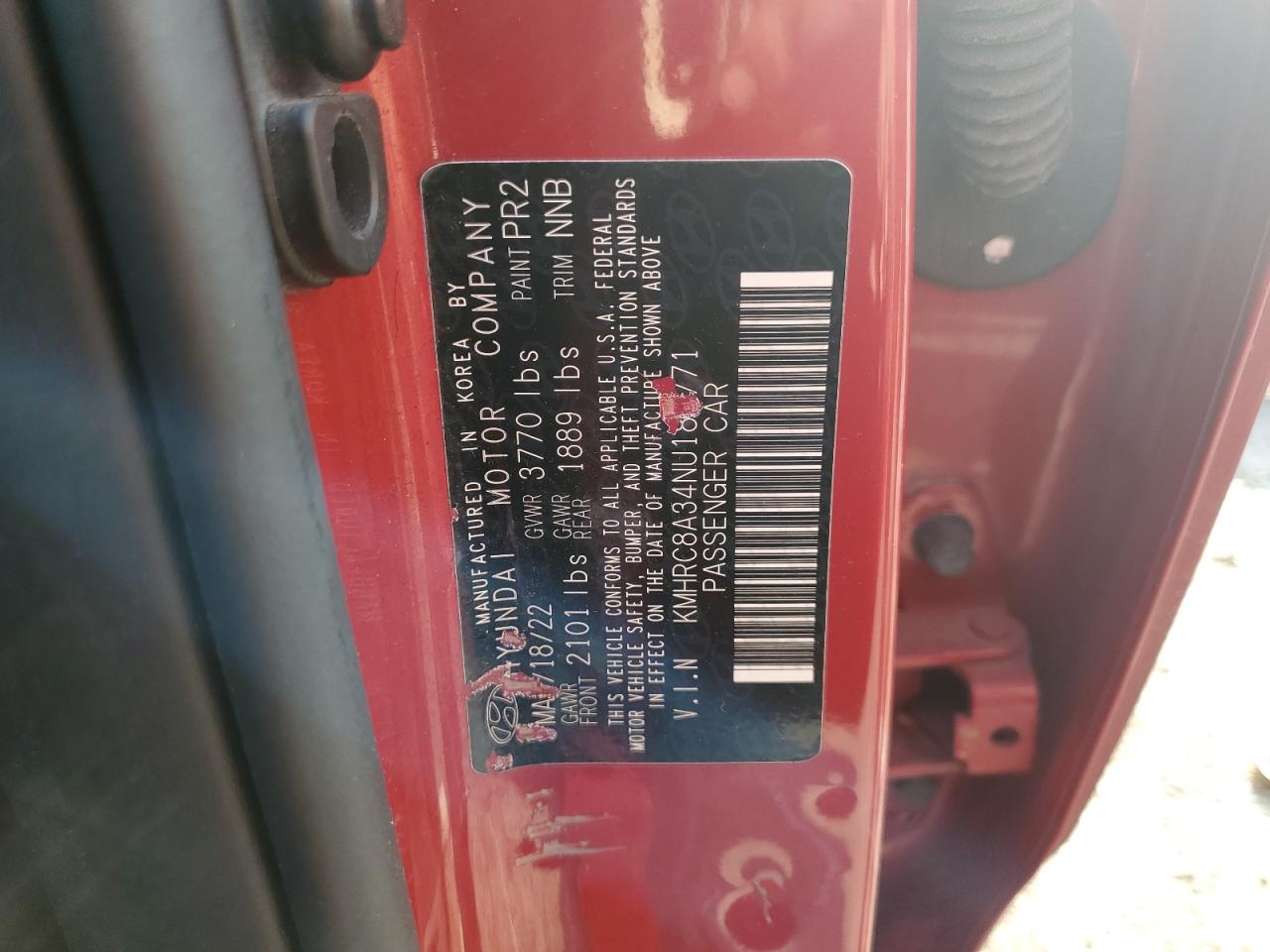 2022 Hyundai Venue Sel VIN: KMHRC8A34NU189771 Lot: 63600385