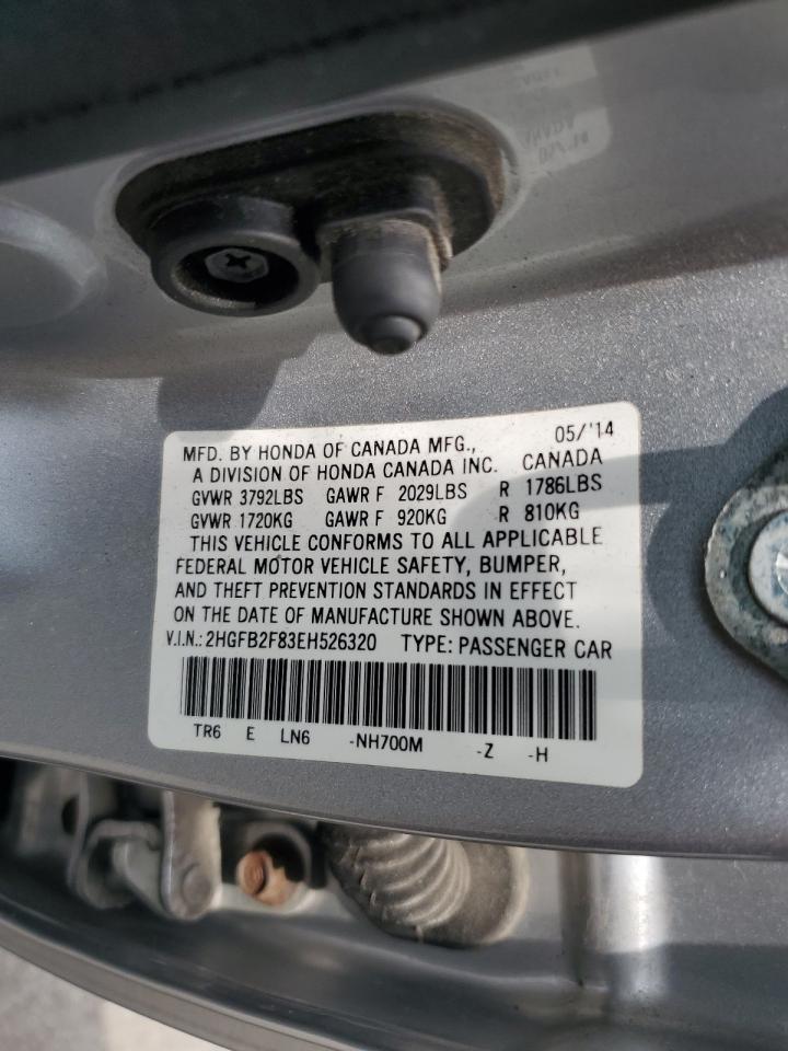2014 Honda Civic Ex VIN: 2HGFB2F83EH526320 Lot: 63586615