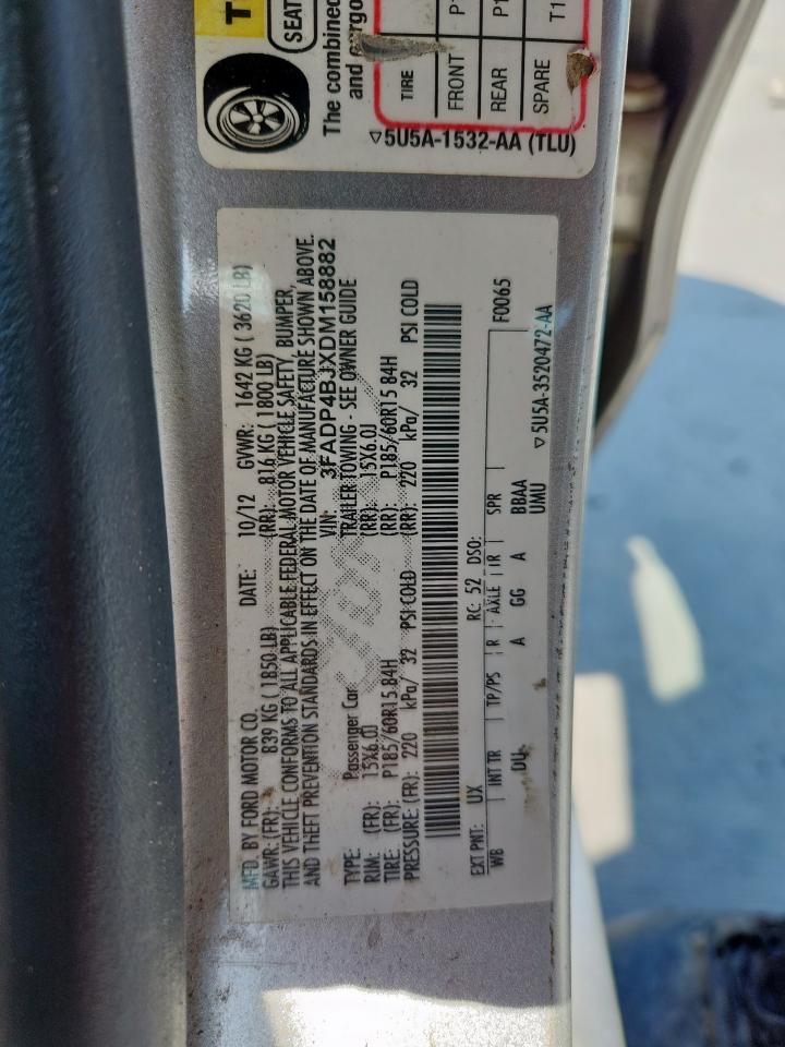 2013 Ford Fiesta Se VIN: 3FADP4BJXDM158882 Lot: 63926585