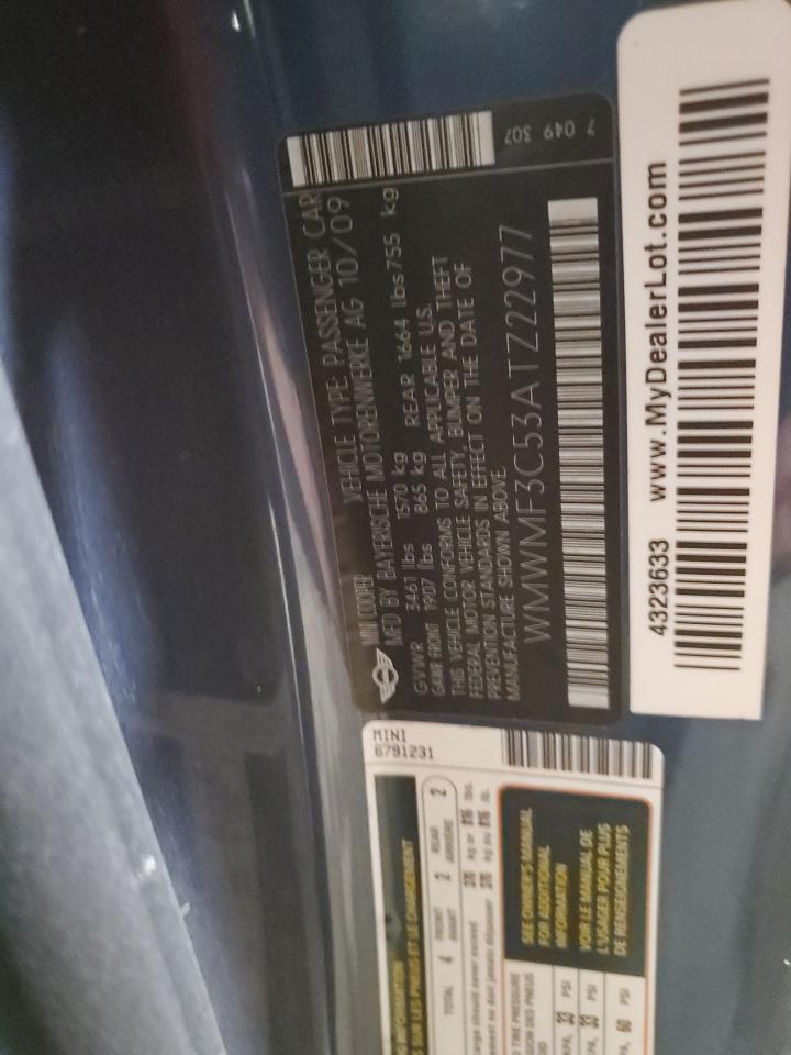WMWMF3C53ATZ22977 2010 Mini Cooper