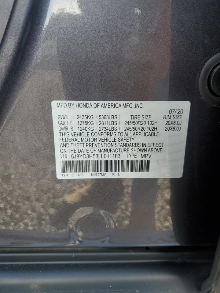 2020 Acura Mdx Technology VIN: 5J8YD3H53LL011183 Lot: 63247655