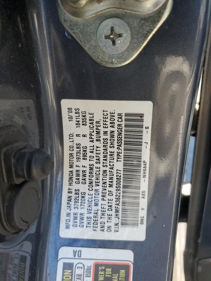 2009 Honda Civic Hybrid VIN: JHMFA36229S008277 Lot: 65192345