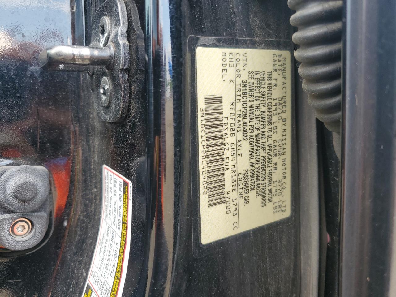2011 Nissan Versa S VIN: 3N1BC1CP2BL404022 Lot: 62387155
