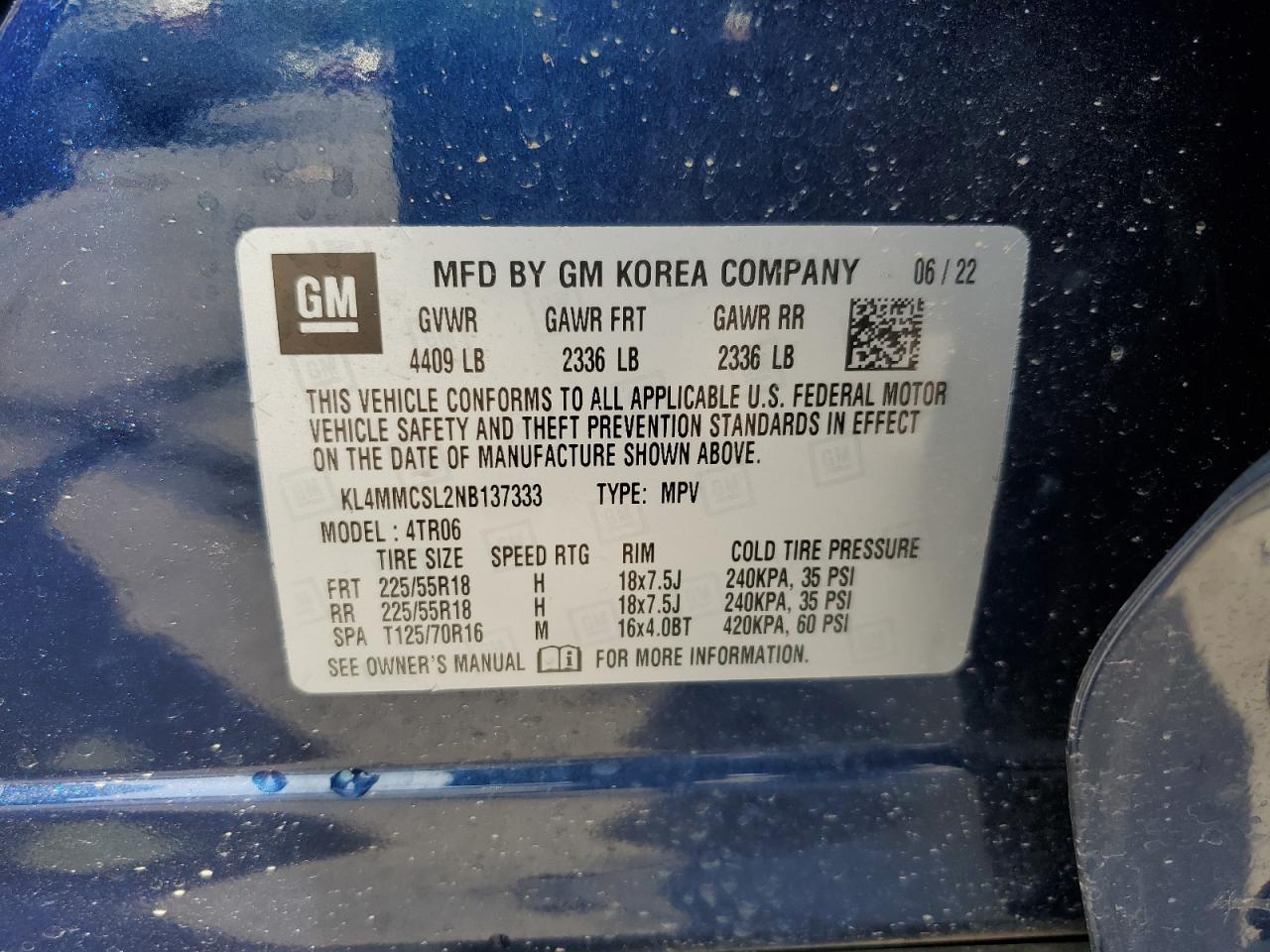 kl4mmcsl2nb137333 KL4MMCSL2NB137333 2022 Buick Encore Gx Preferred