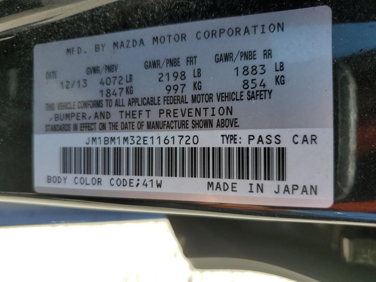 2014 Mazda 3 Grand Touring VIN: JM1BM1M32E1161720 Lot: 65467575