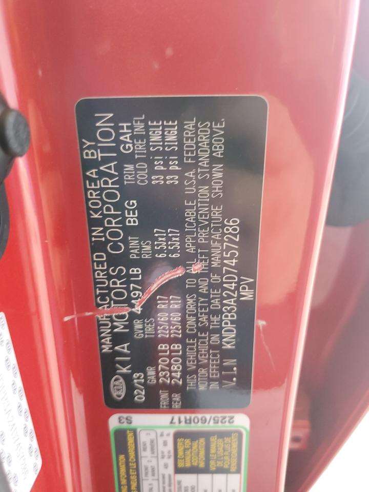 2013 Kia Sportage Base VIN: KNDPB3A24D7457286 Lot: 63263225