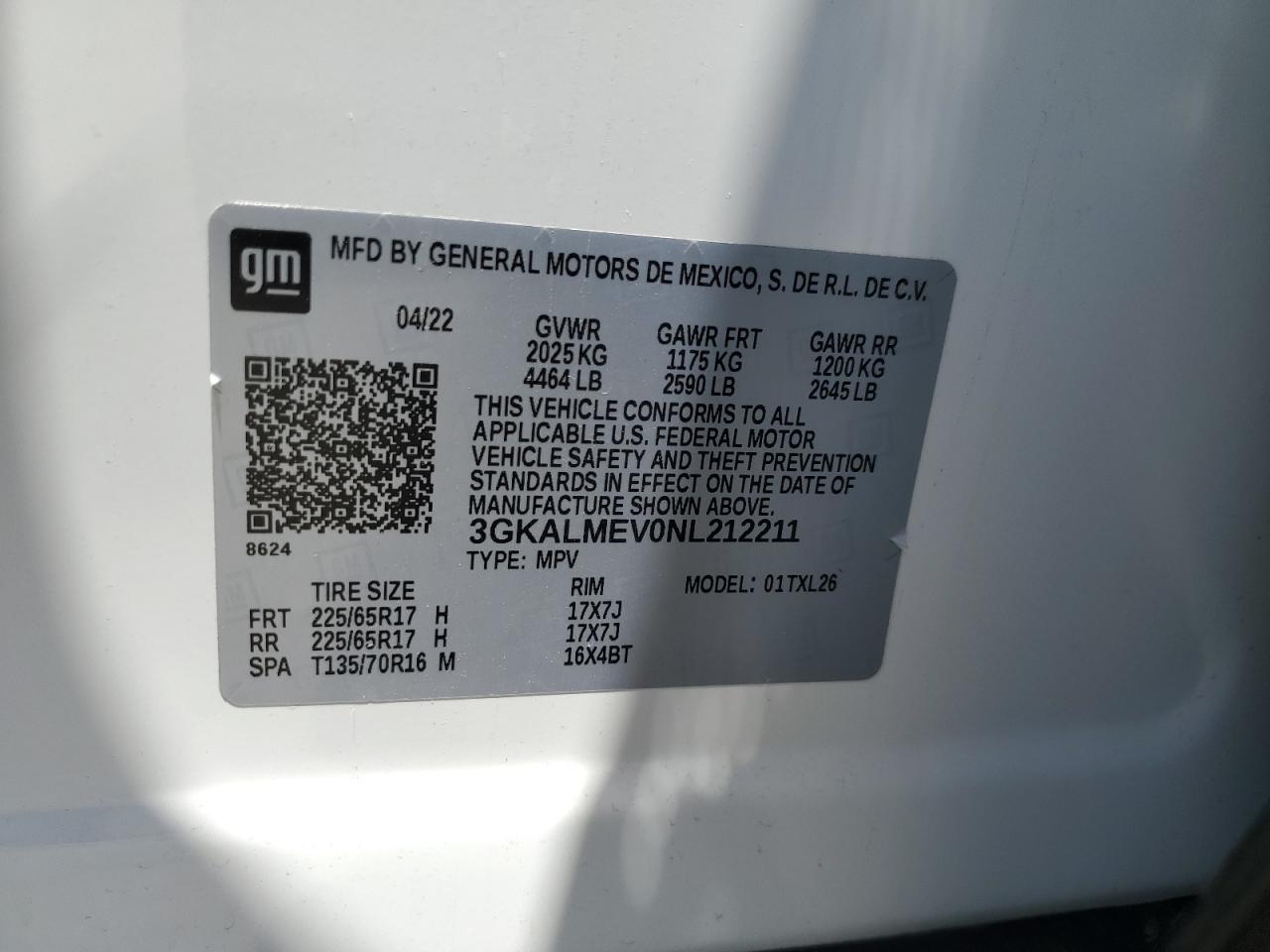 2022 GMC Terrain Sle VIN: 3GKALMEV0NL212211 Lot: 63239505