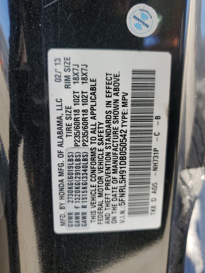 2013 Honda Odyssey Touring VIN: 5FNRL5H91DB050542 Lot: 62789145