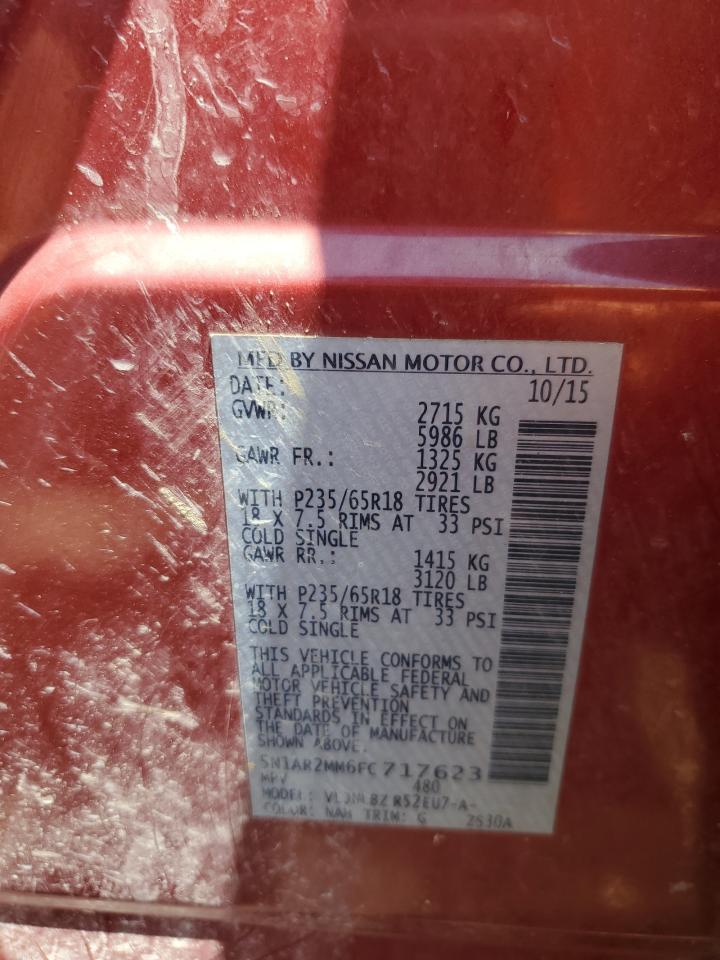 2015 Nissan Pathfinder S VIN: 5N1AR2MM6FC717623 Lot: 63390535