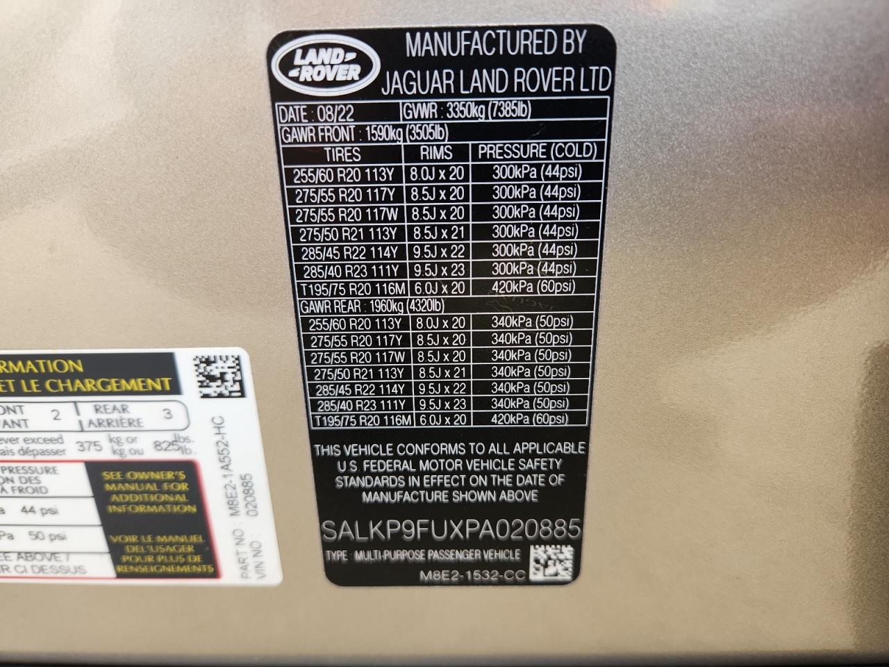 2023 Land Rover Range Rover Se VIN: SALKP9FUXPA020885 Lot: 64415995