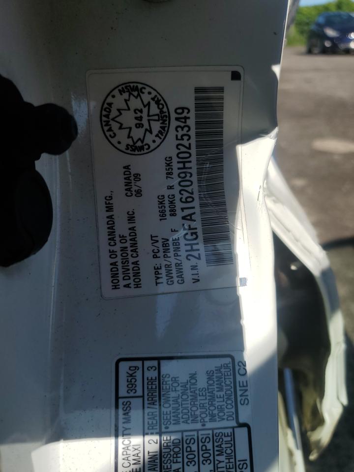 2009 Honda Civic Dx VIN: 2HGFA16209H025349 Lot: 64075165