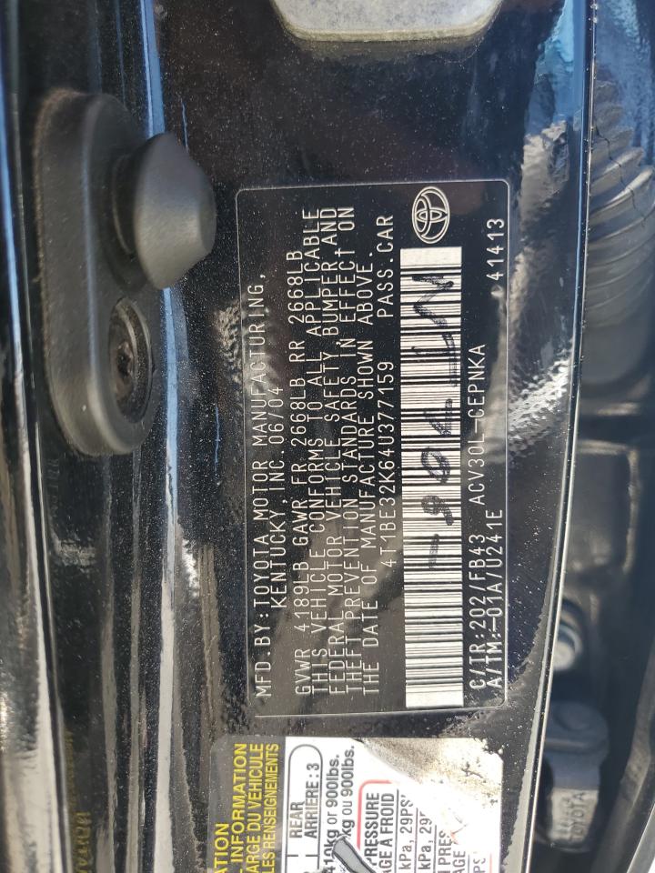 2004 Toyota Camry Le VIN: 4T1BE32K64U377159 Lot: 66369625